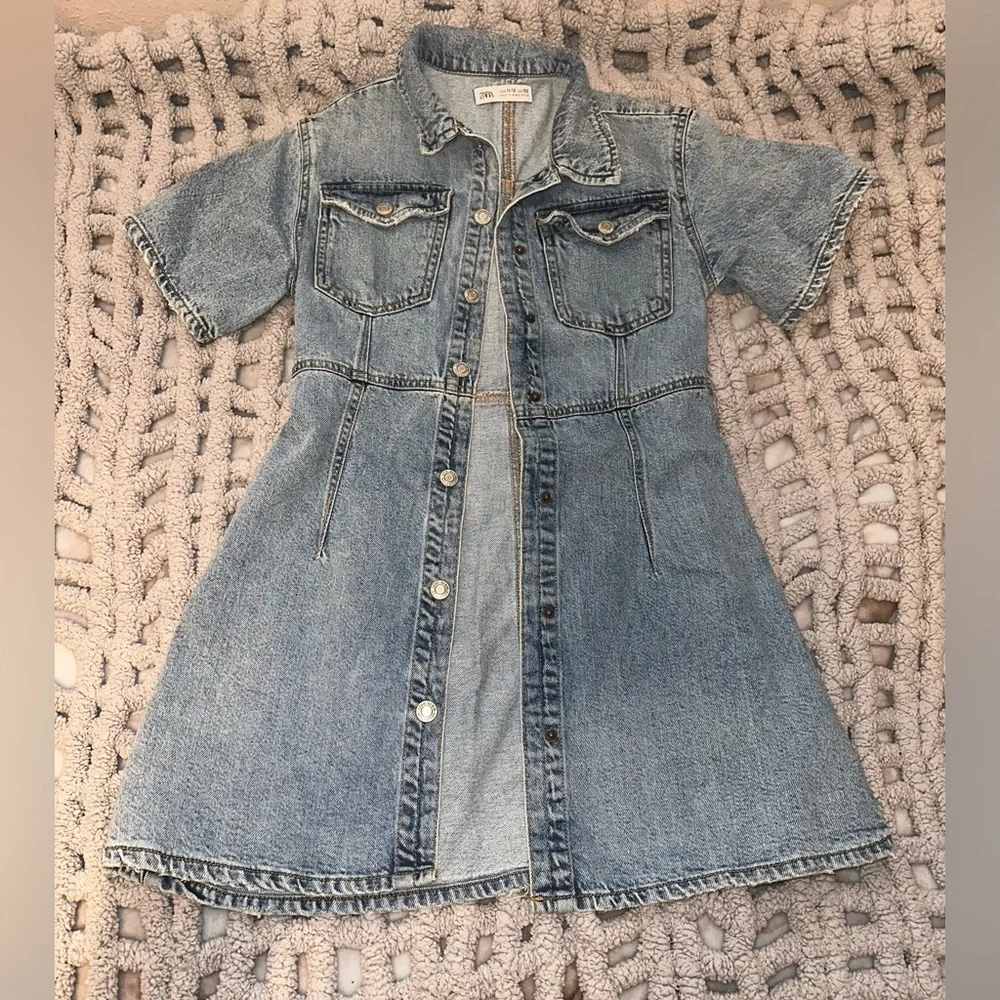 Zara Blue Denim Kids Dress Size 11-12 - Picture 2 of 6